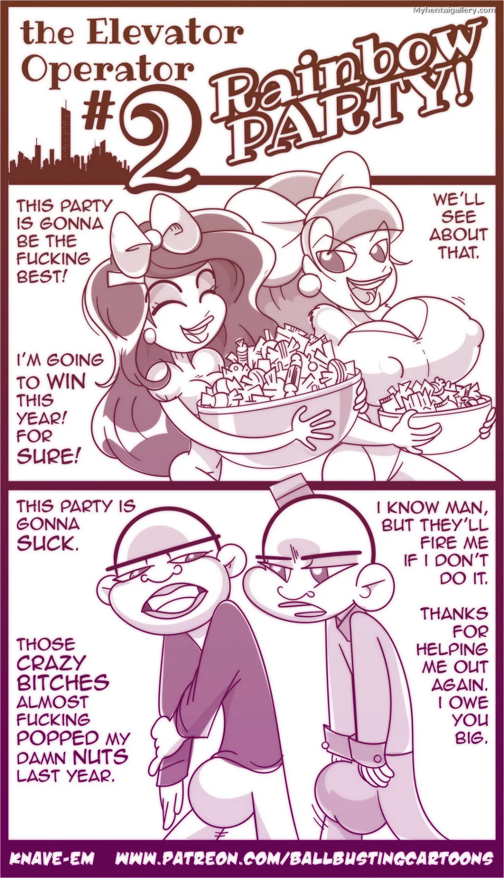 The Elevator Operator 2 - Rainbow Party! porno comics