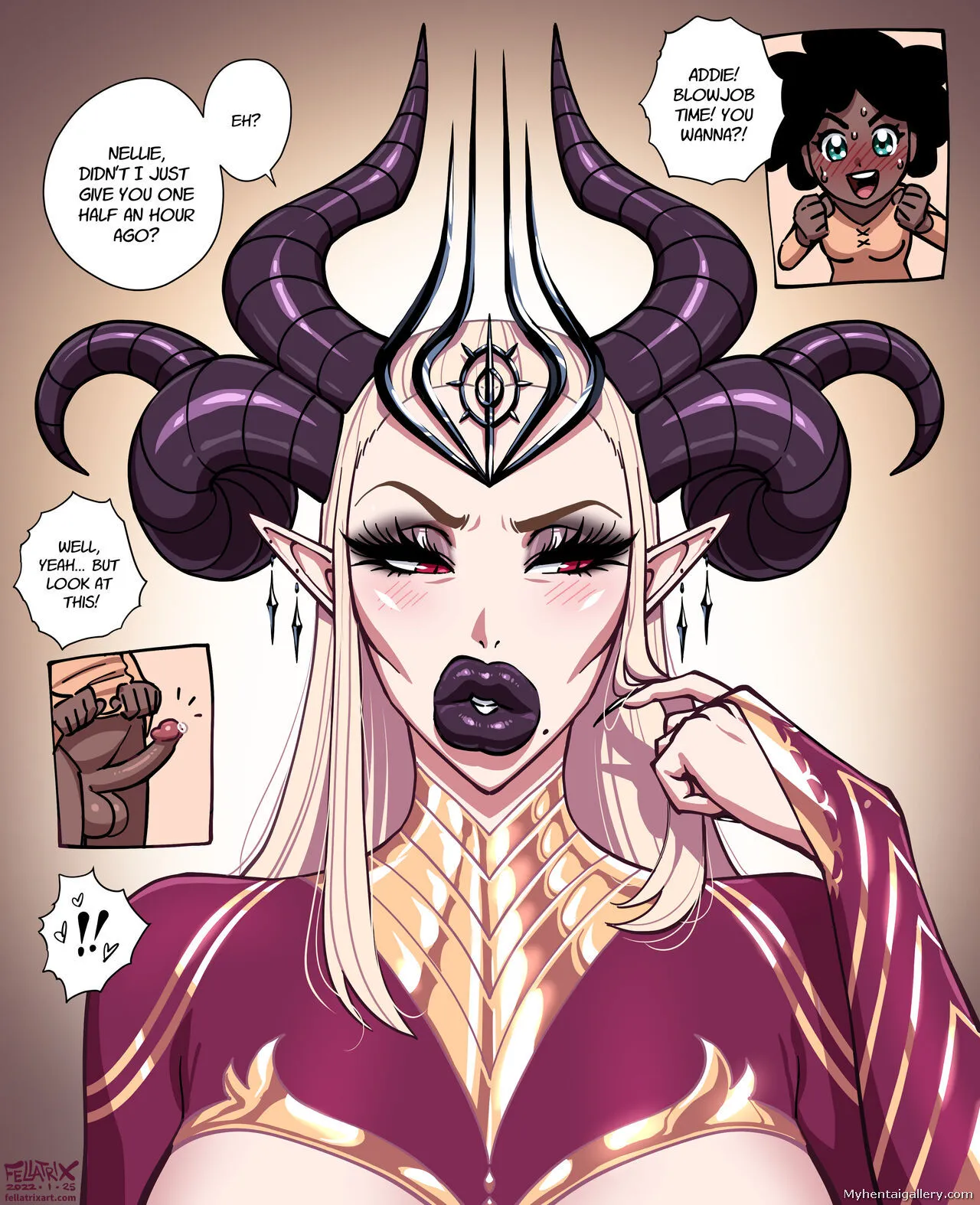 Nell & Addie - Blowjob Time porno comics Cover