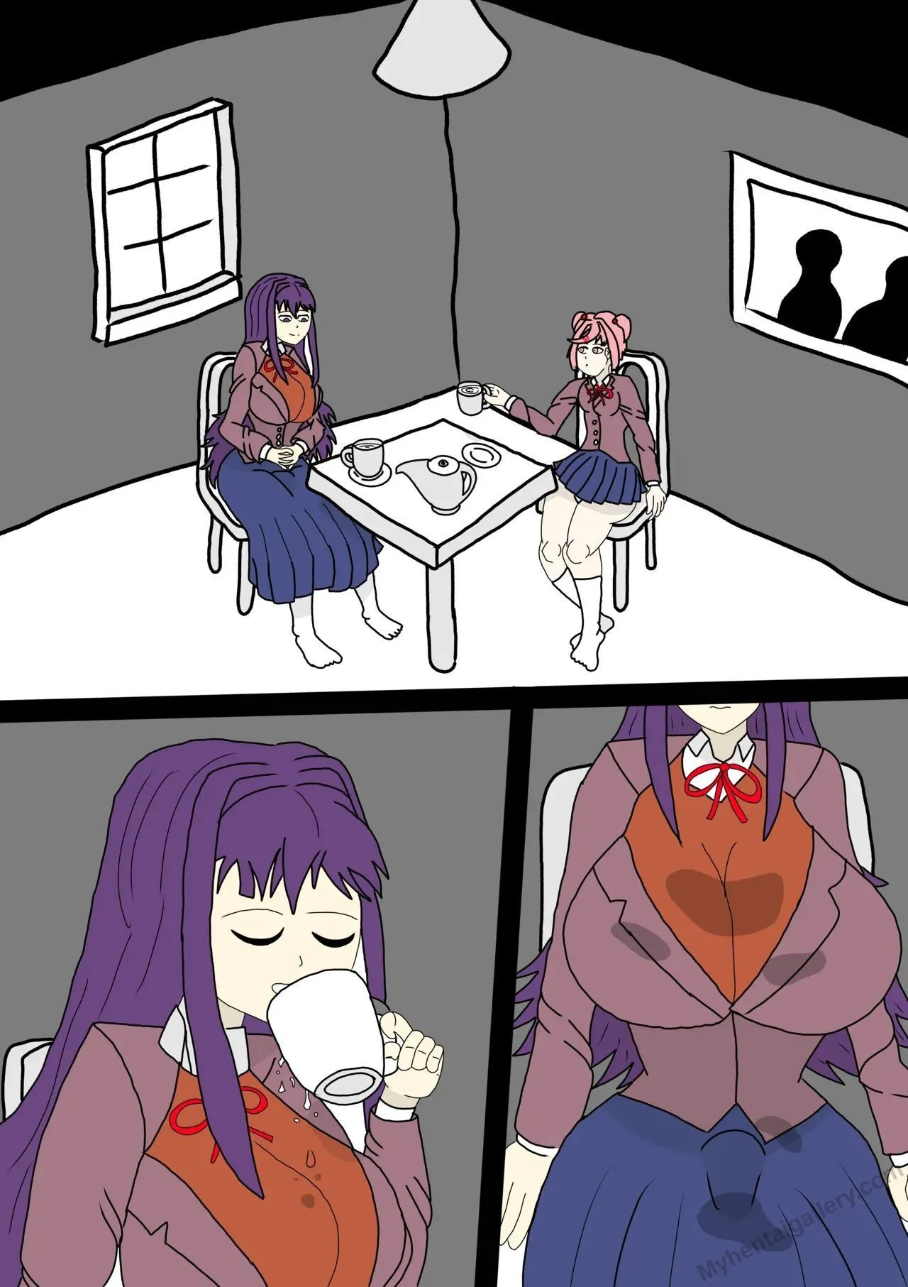 Tea Time With Yuri And Natsuki porno comics Cover