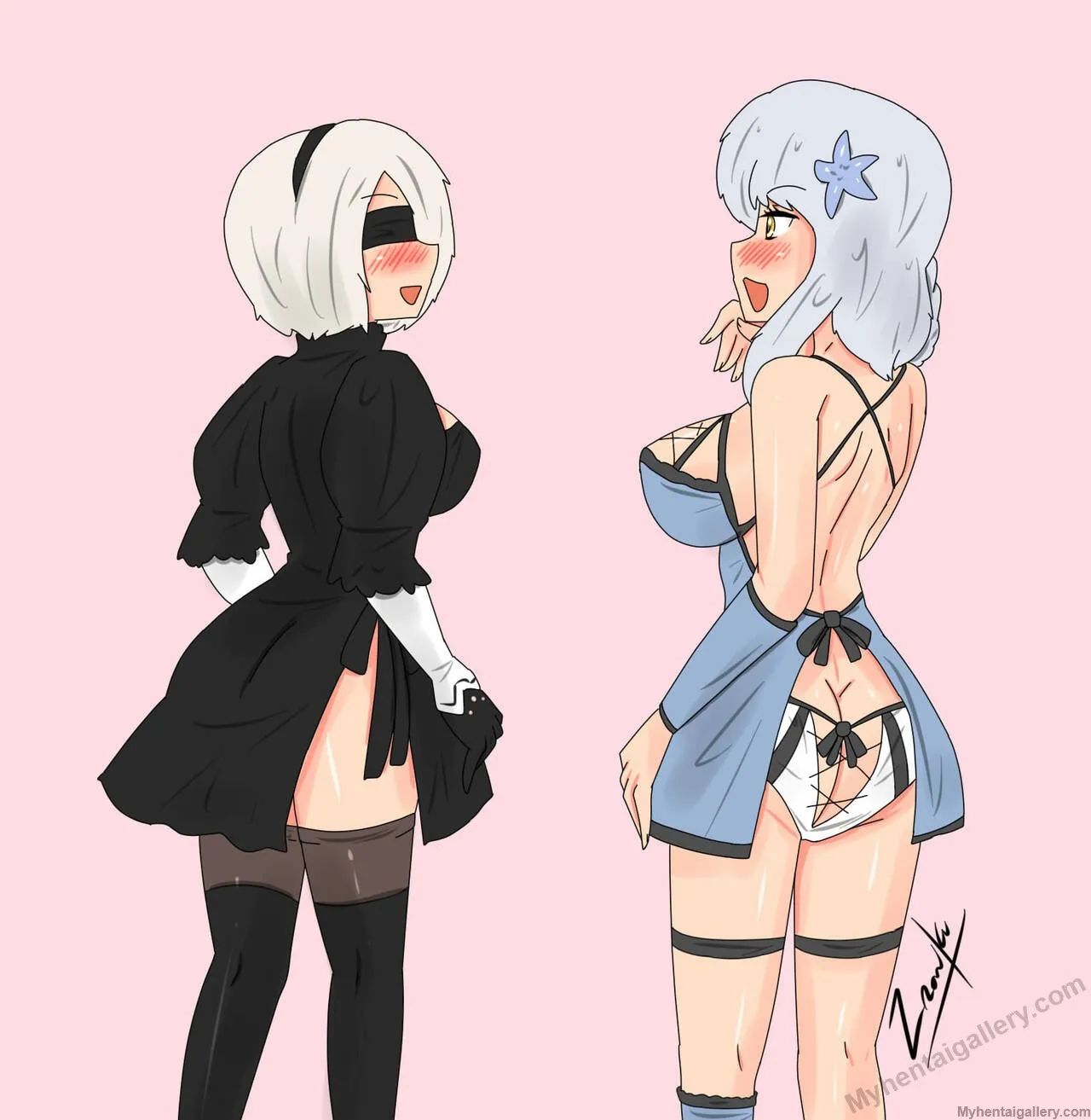 Kaine x 2B porno comics Cover