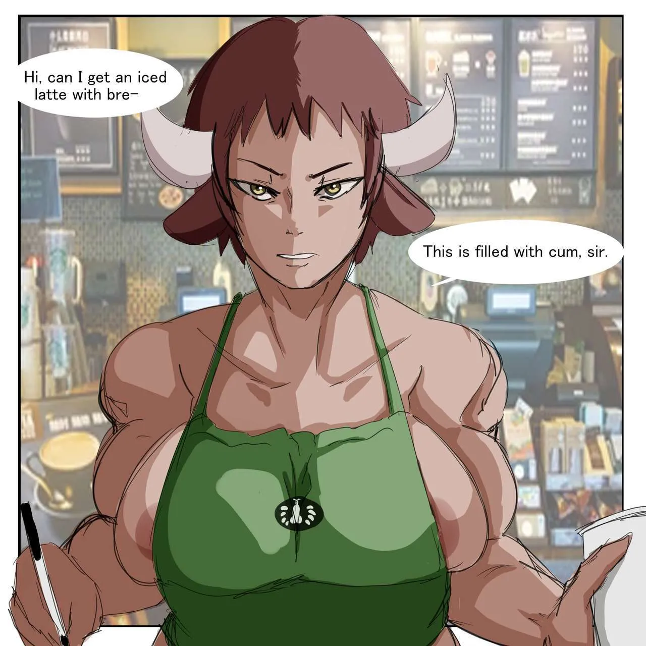 A Minotaur Works At Starbucks porno comics Cover