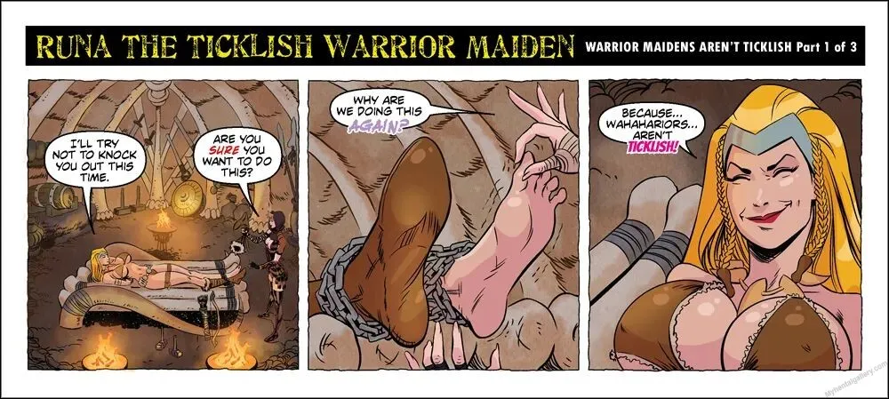 The Ticklish Warrior Maiden - Warrior Maidens Aren't Ticklish porno comics Cover