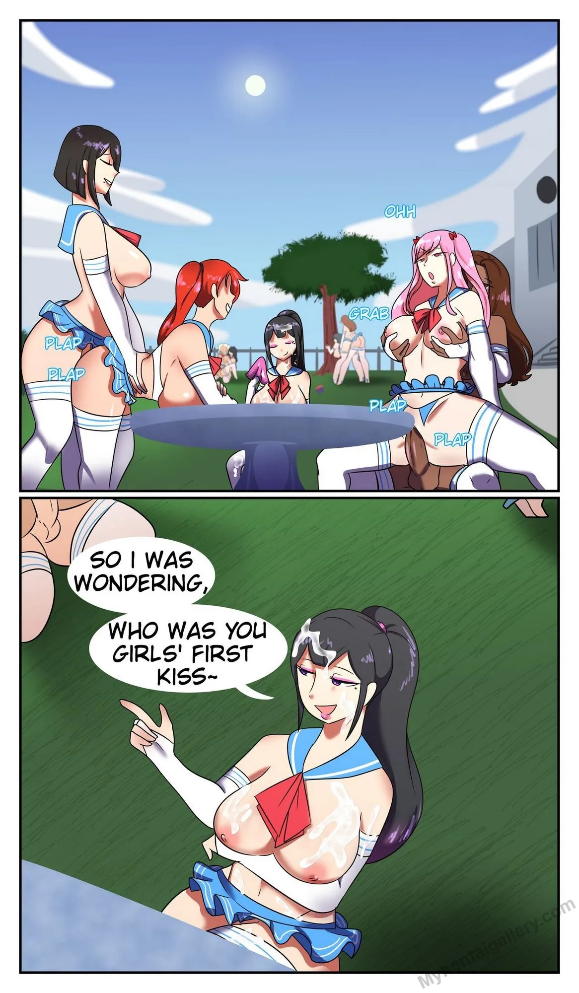 Friend Group Discusses Their First Kiss porno comics Cover
