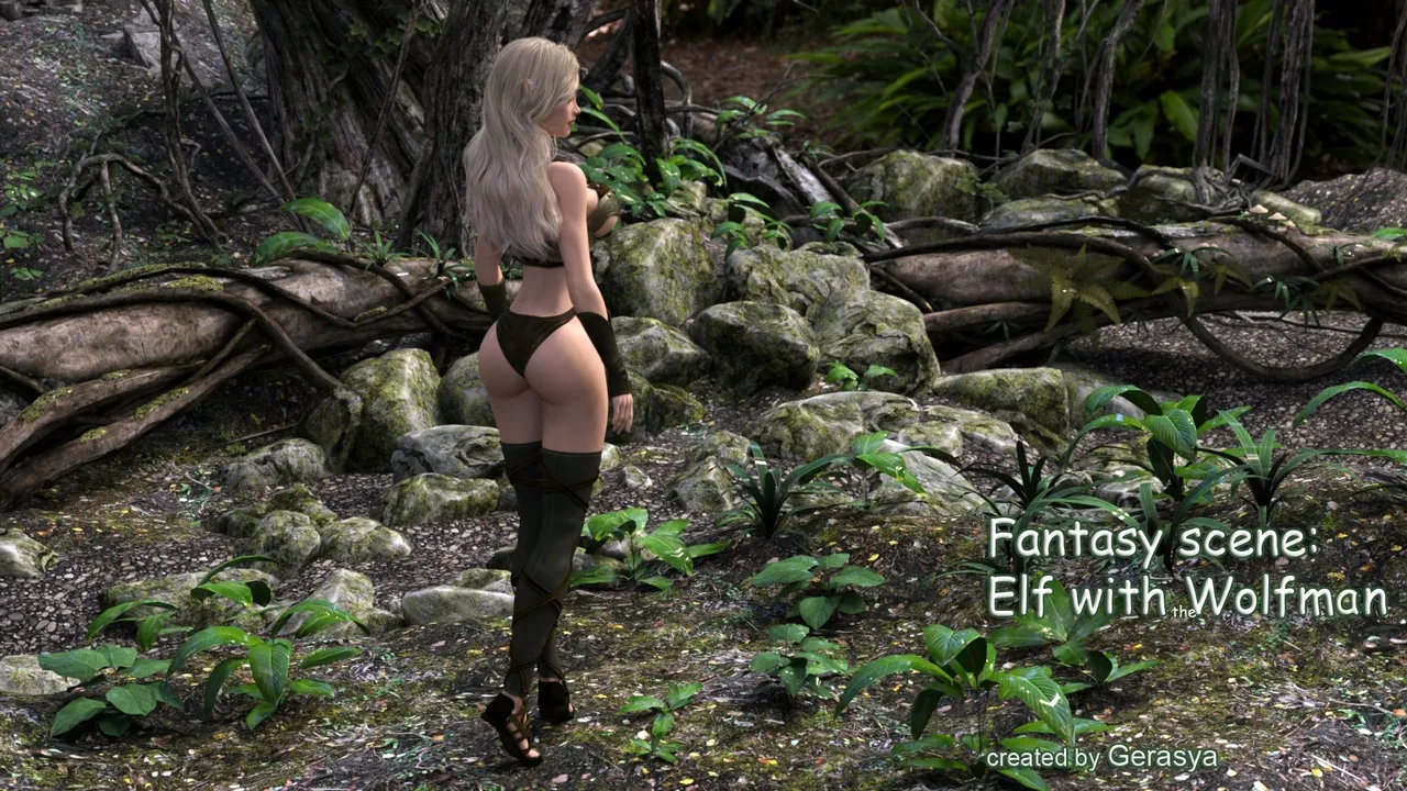 Fantasy Scene - Elf With Wolfman porno comics Cover