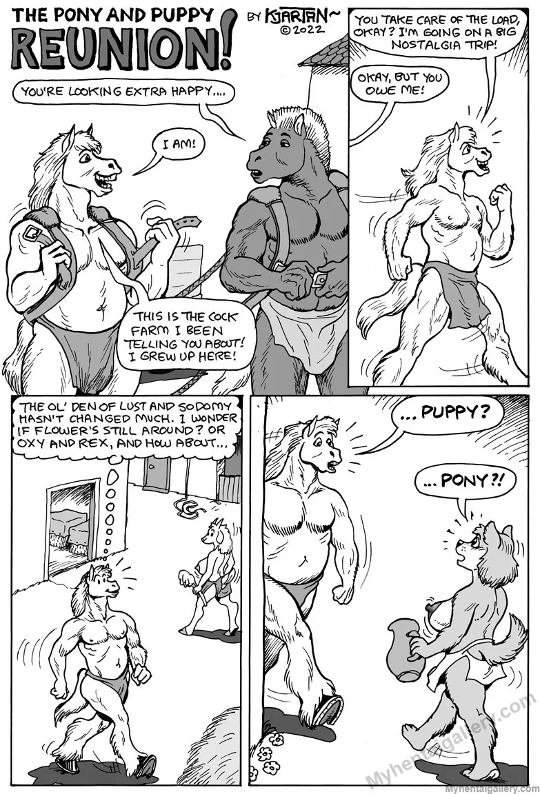 The Pony And Puppy Reunion! porno comics Cover