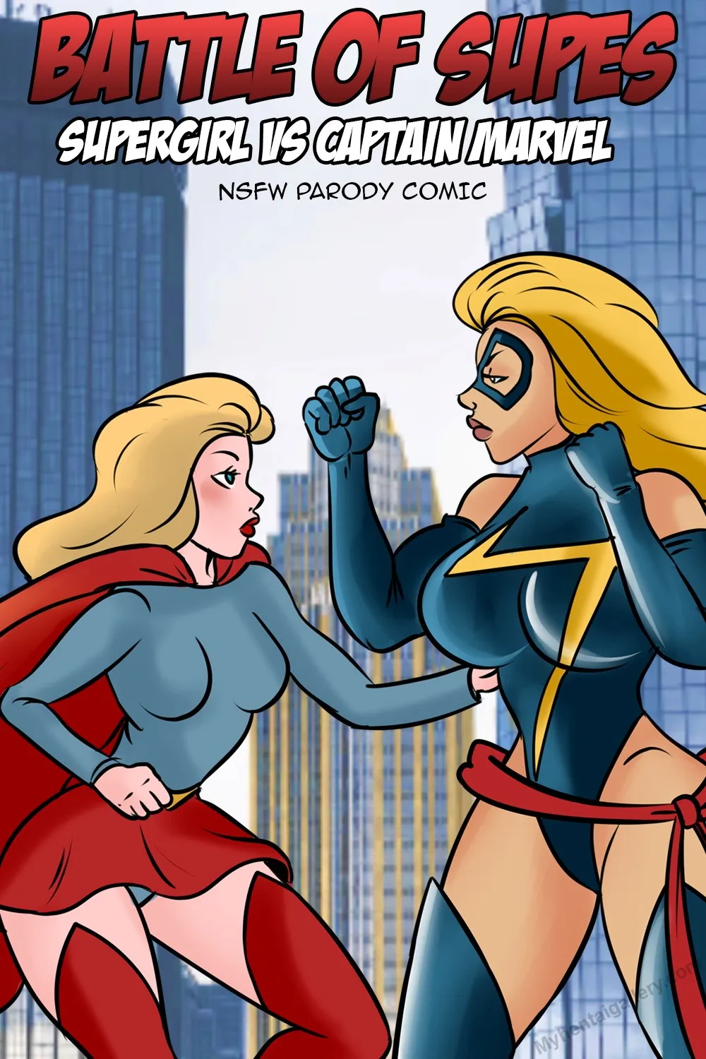 Battle Of Supes - Supergirl Vs Captain Marvel porno comics Cover