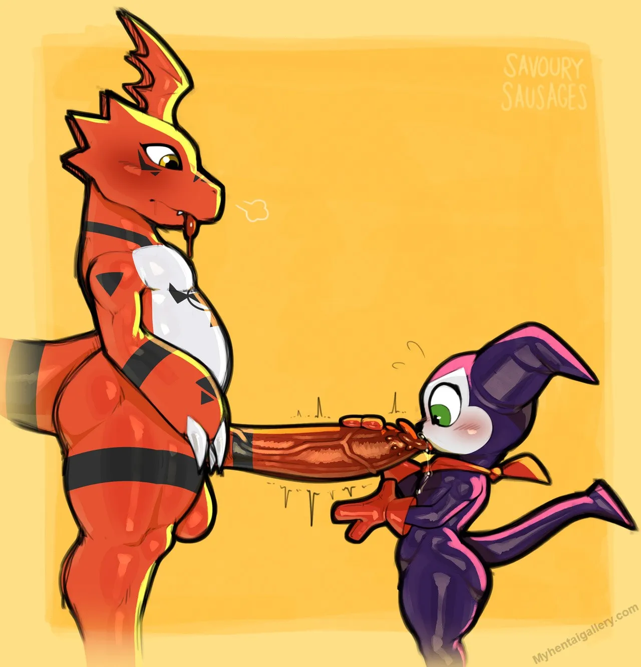 Guilmon x Impmon porno comics