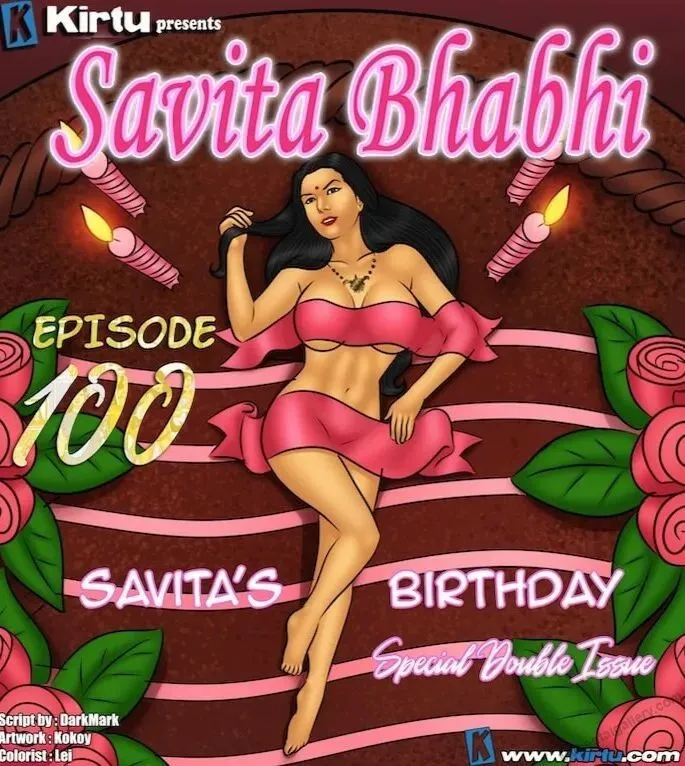 Savita Bhabhi 100 - Savita's Birthday porno comics Cover