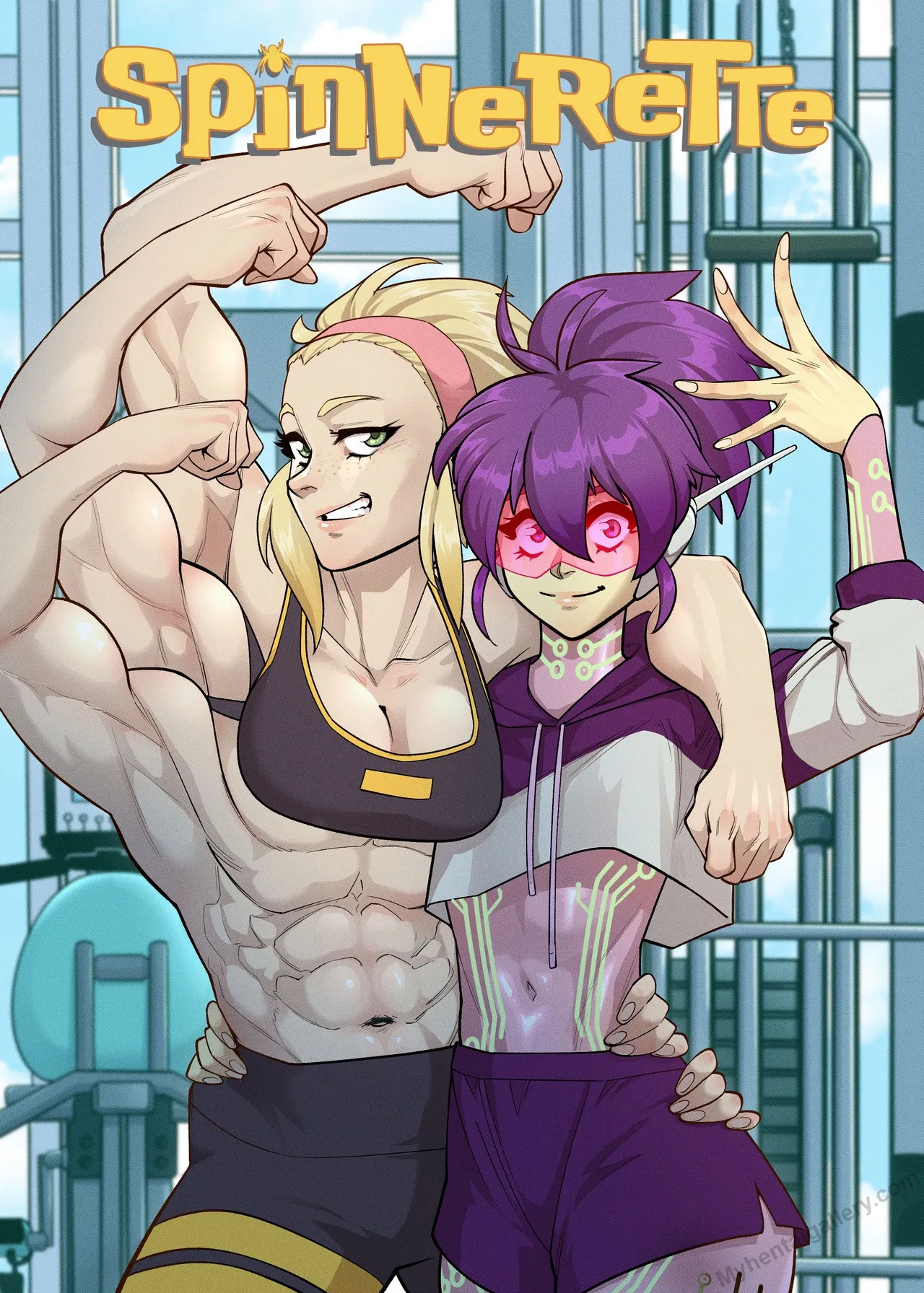 Spinnerette - Spinny And Mecha Maid Hit The Gym porno comics Cover