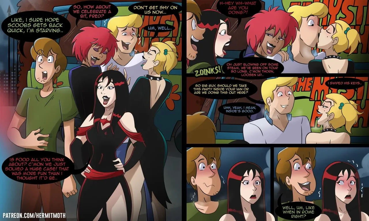 Fred And Shaggy Party With The Hex Girls porno comics Cover