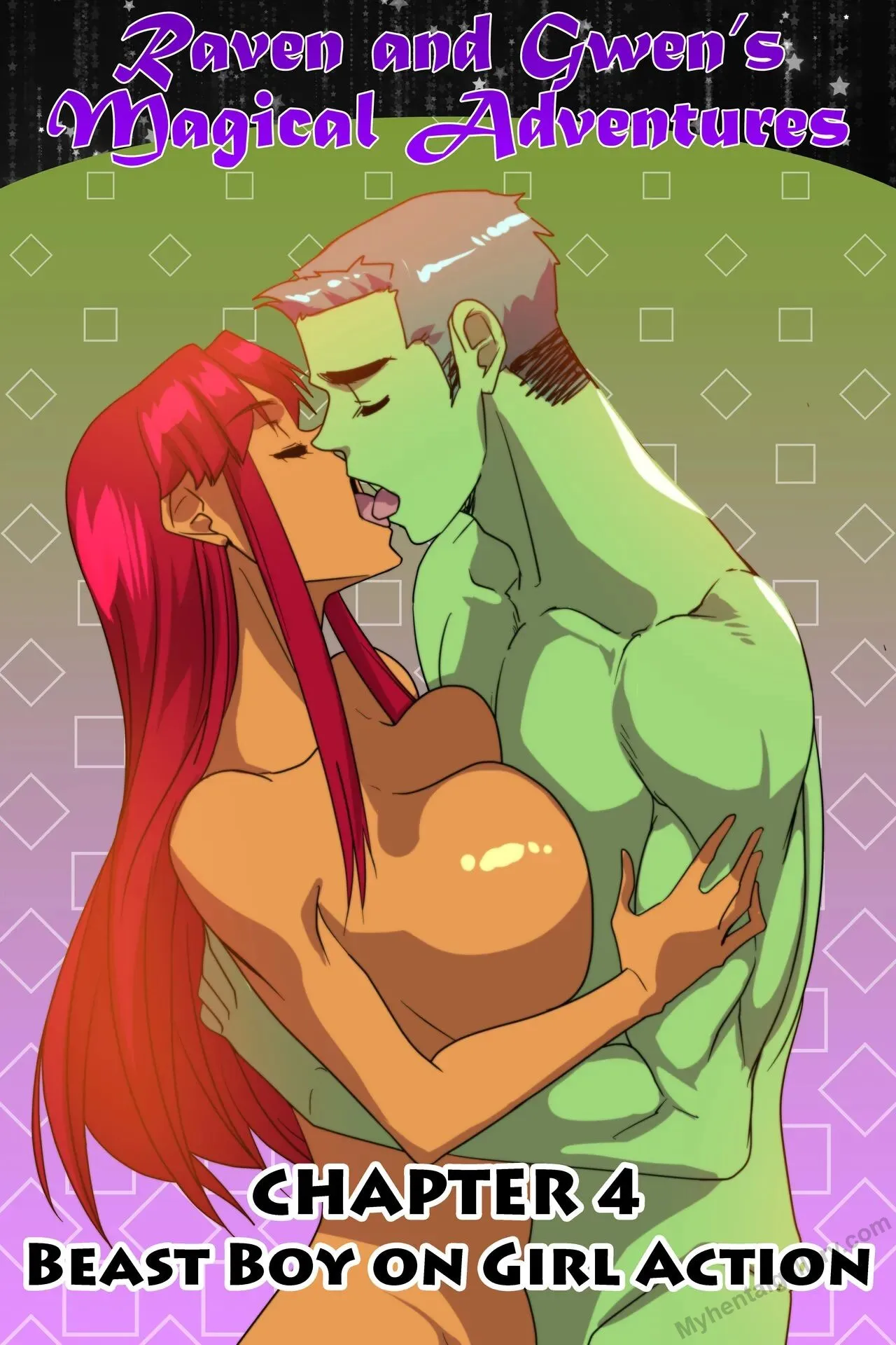 Raven And Gwen's Magical Adventures 4 - Beast Boy On Girl Action porno comics Cover