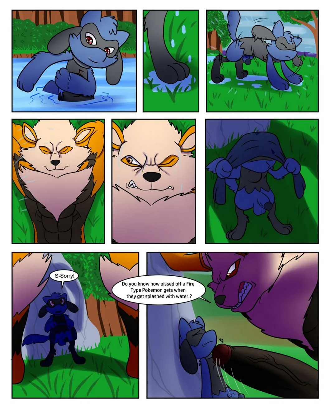Wet An Arcanine, Drench A Riolu porno comics