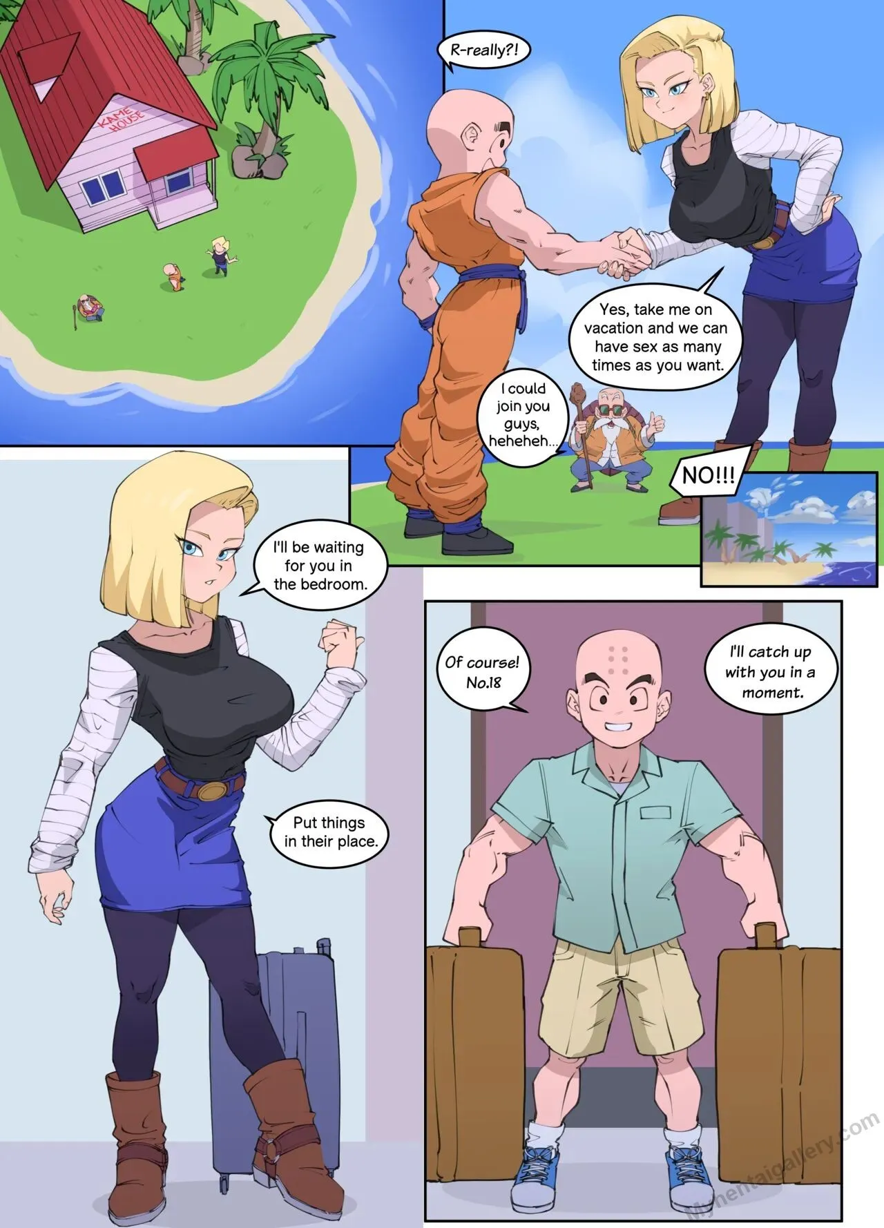 Android 18 x Krillin porno comics