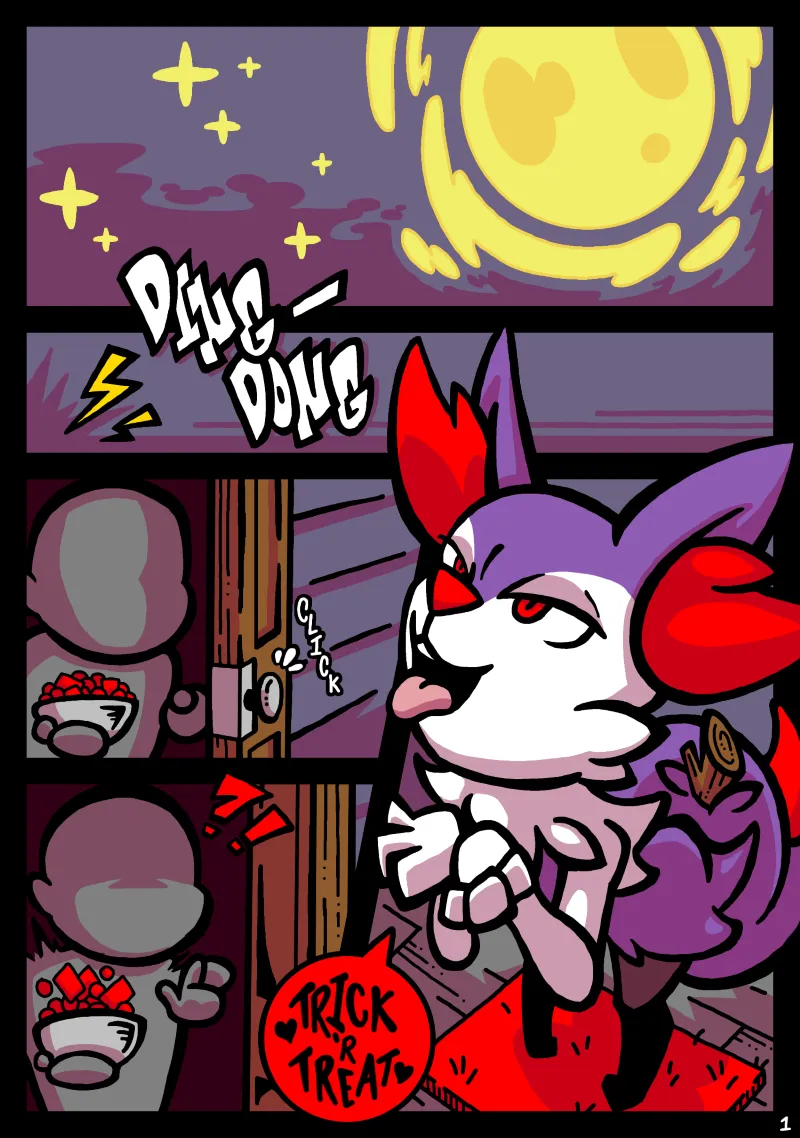 Halloween With Braixen porno comics Cover