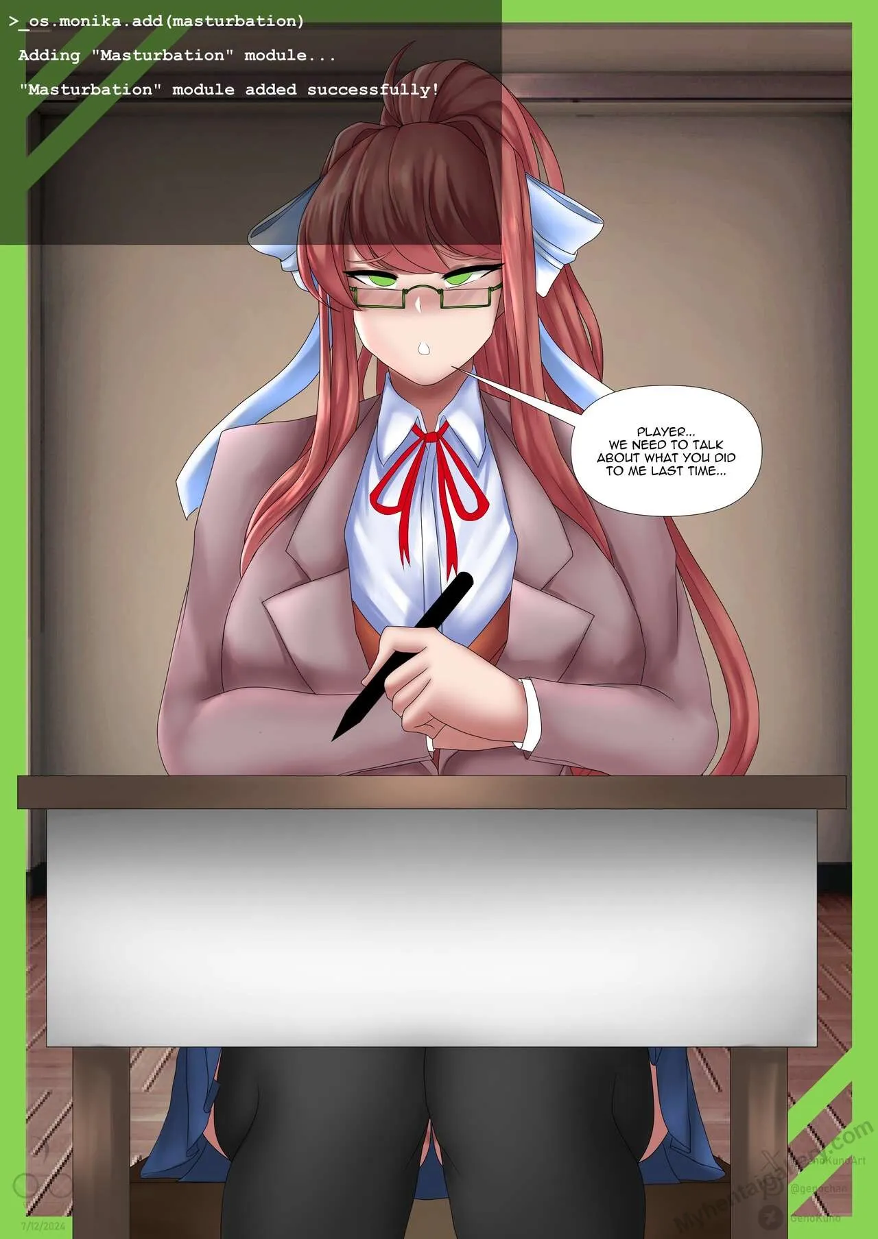 Masturbating Monika porno comics Cover