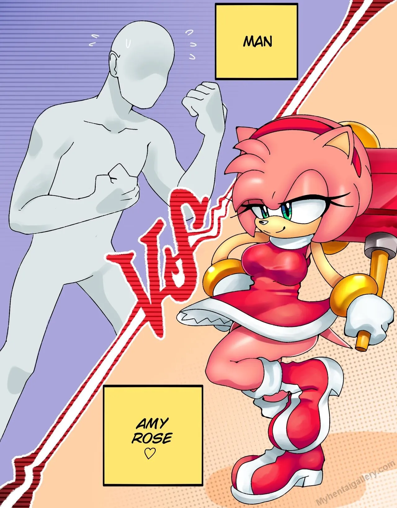 Amy Rose Vs Man porno comics Cover