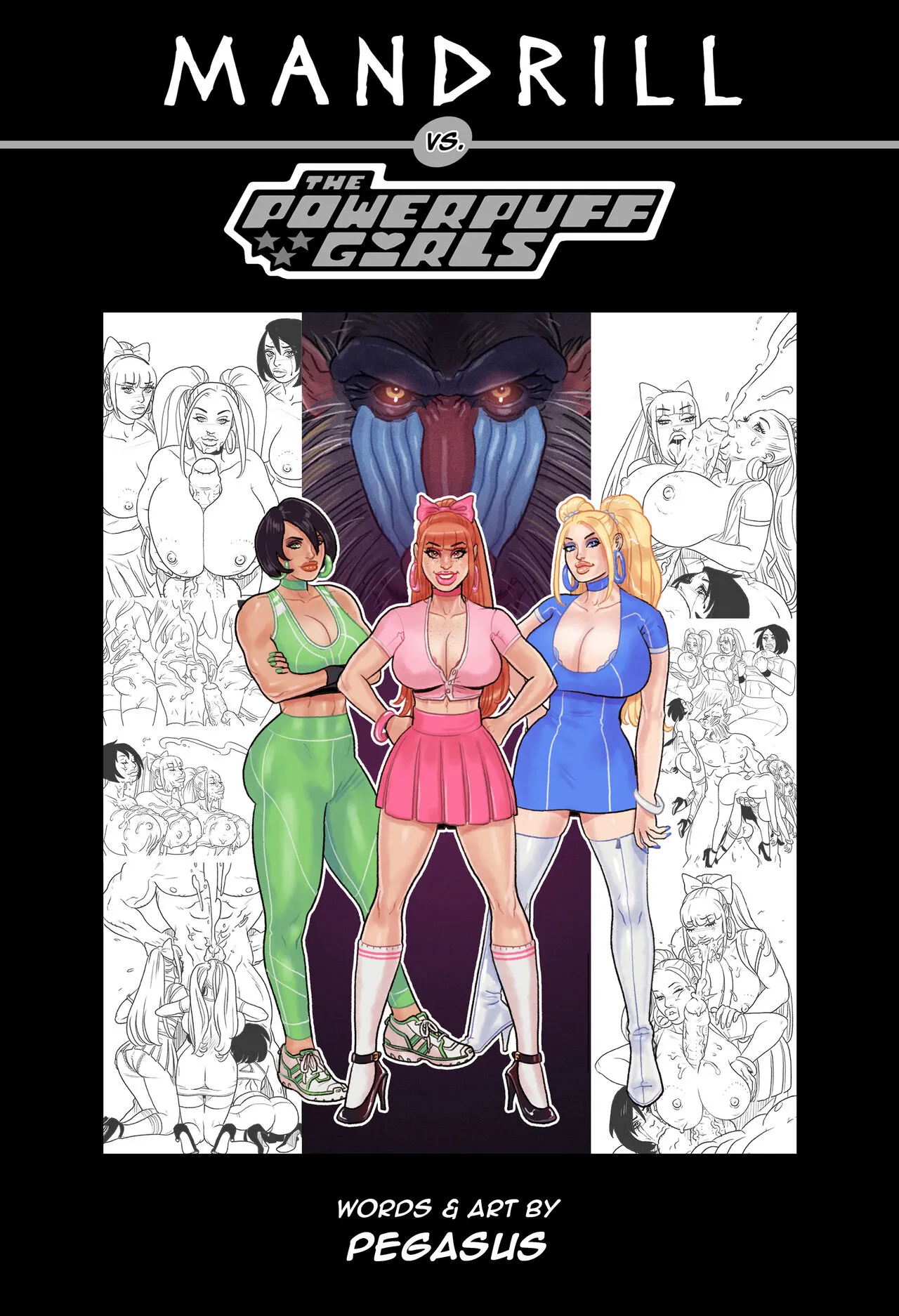 Mandrill Vs The Powerpuff Girls porno comics Cover