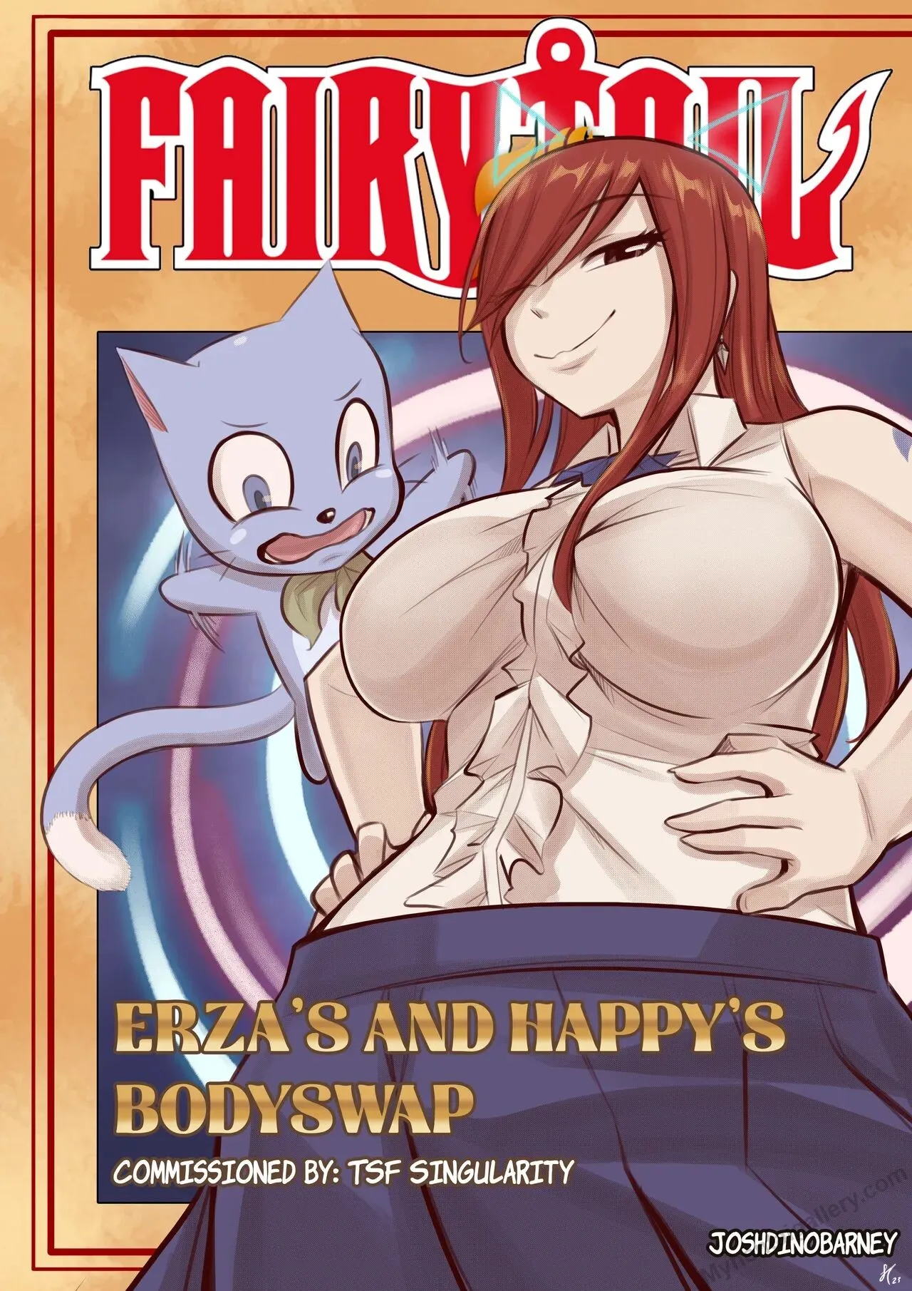 Erza's And Happy's Bodyswap porno comics Cover